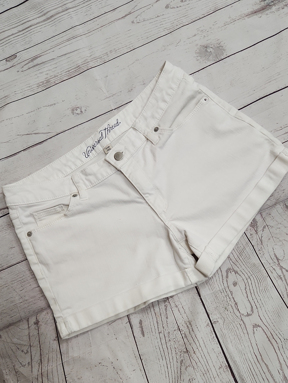 Universal Thread White Denim Rolled-Hem Shorts